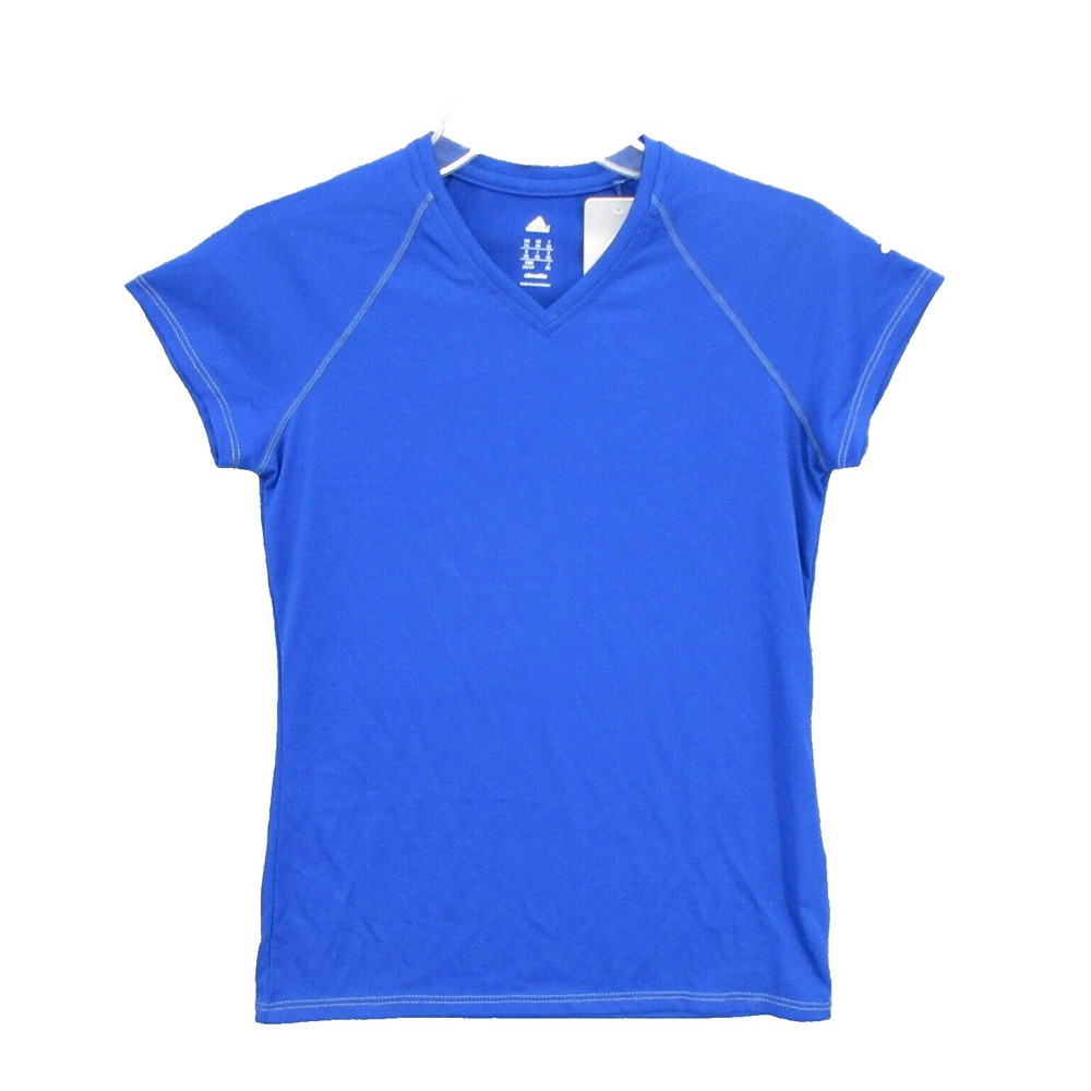 Adidas Mens Shirt Extra Small Climalite Blue Pullover V-Neck Short Sleeve New